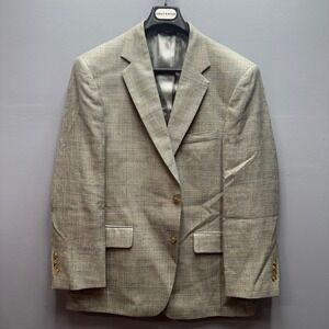 Vintage Southwick Mens Sport Coat 44R Plaid Silk Linen Wool Blend NWT